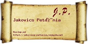 Jakovics Petúnia névjegykártya